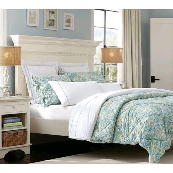 Pottery Barn Paisley Emma Full Queen Quilted Comforter 2 Standard Shams - Picture 1 of 12